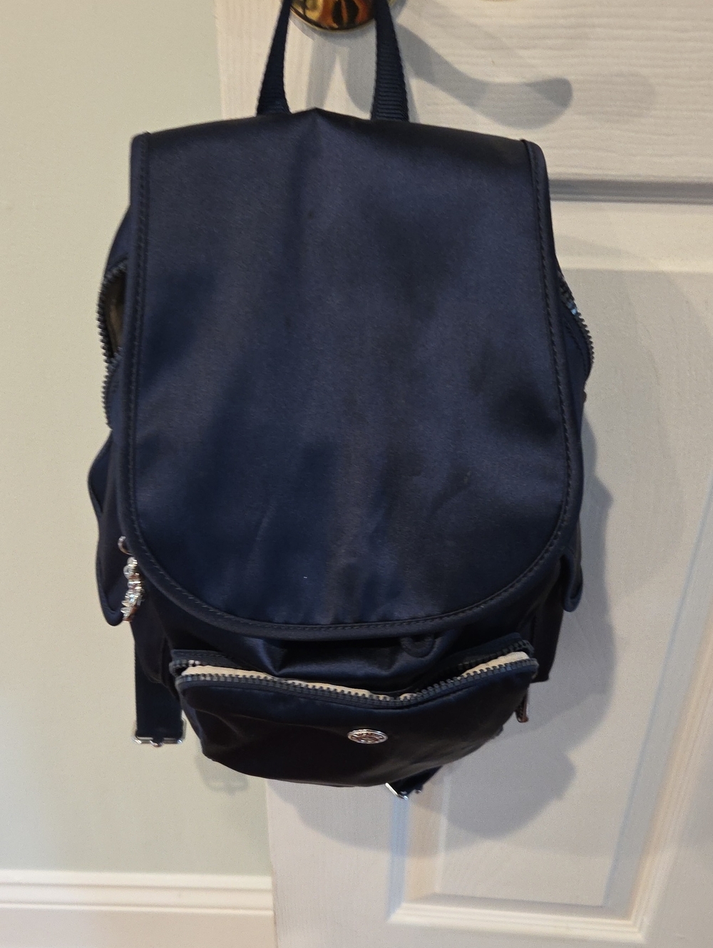 Kipling Navy Mini Backpack with Silver Hardware
